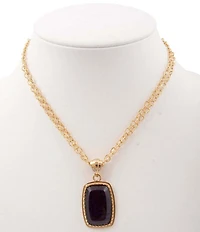 Barse Bronze, Abalone and Amethyst Moonlit Tide Short Pendant Necklace