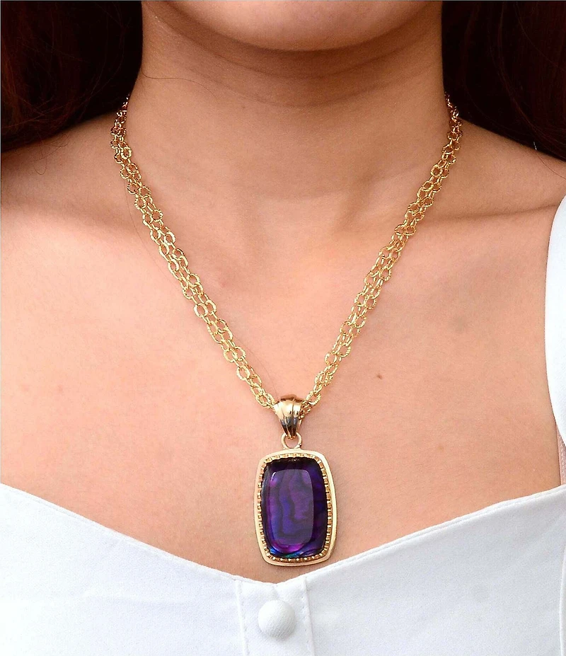 Barse Bronze, Abalone and Amethyst Moonlit Tide Short Pendant Necklace