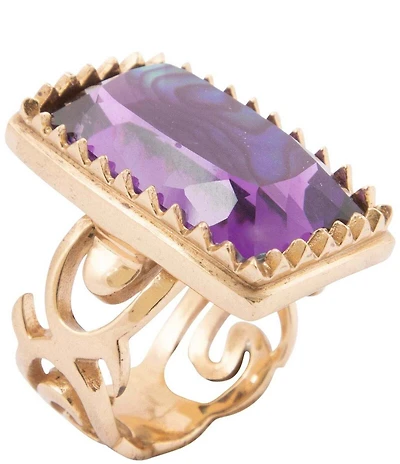 Barse Bronze, Abalone and Amethyst Moonlit Tide Statement Ring