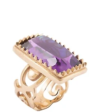 Barse Bronze, Abalone and Amethyst Moonlit Tide Statement Ring