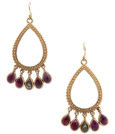 Barse Bronze, Abalone and Purple Turquoise Royal Chandelier Earrings