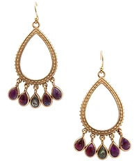 Barse Bronze, Abalone and Purple Turquoise Royal Chandelier Earrings