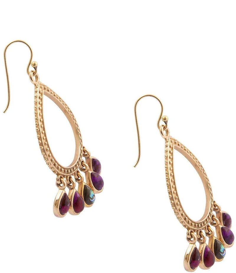 Barse Bronze, Abalone and Purple Turquoise Royal Chandelier Earrings
