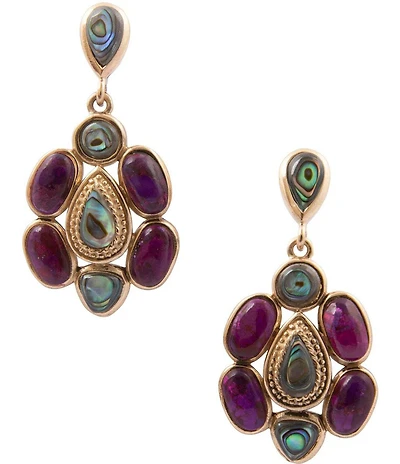 Barse Bronze, Abalone and Purple Turquoise Serenia Drop Earrings