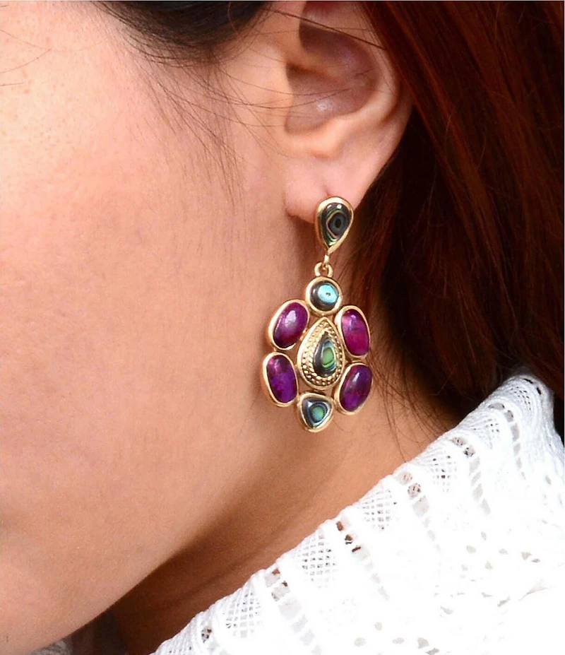 Barse Bronze, Abalone and Purple Turquoise Serenia Drop Earrings