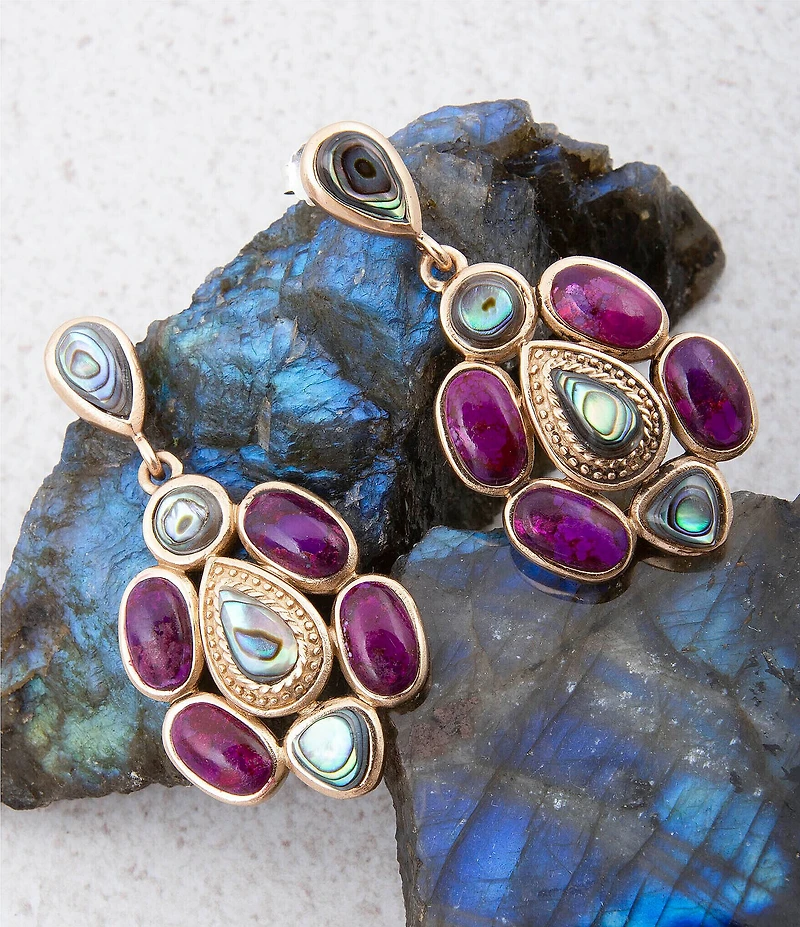 Barse Bronze, Abalone and Purple Turquoise Serenia Drop Earrings
