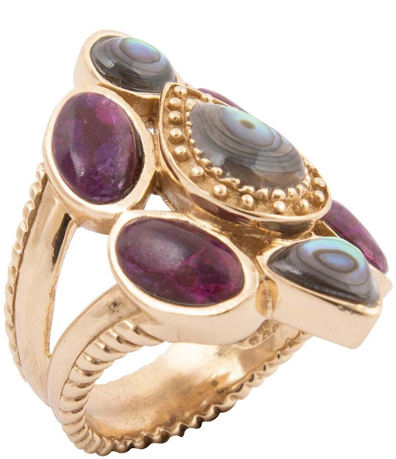 Barse Bronze Abalone and Purple Turquoise Serenia Statement Ring