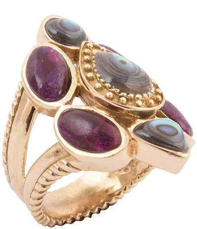 Barse Bronze Abalone and Purple Turquoise Serenia Statement Ring