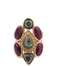 Barse Bronze Abalone and Purple Turquoise Serenia Statement Ring