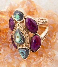Barse Bronze Abalone and Purple Turquoise Serenia Statement Ring