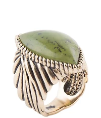 Barse Canadian Green Jade Golden Statement Ring