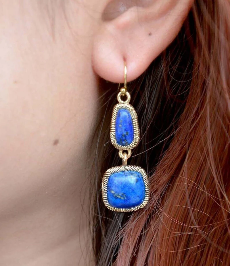 Barse Bronze and Cascade Duo Linear Earrings