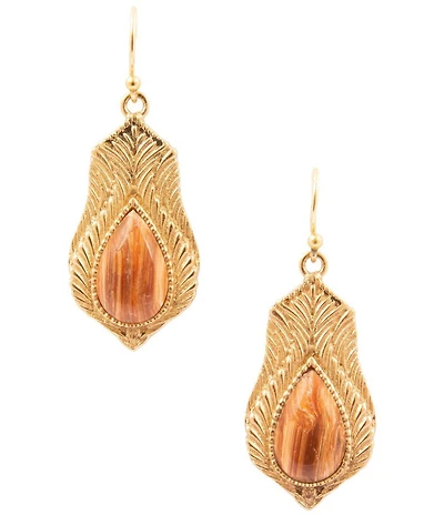 Barse Bronze and Copper Opal Genuine Stone Archive Drop Earrings
