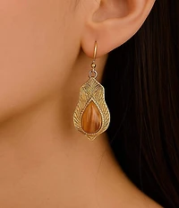 Barse Bronze and Copper Opal Genuine Stone Archive Drop Earrings