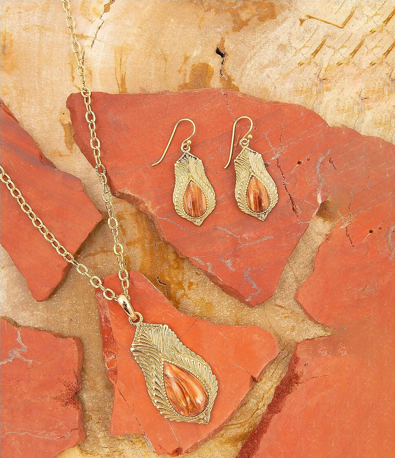 Barse Bronze and Copper Opal Genuine Stone Archive Drop Earrings