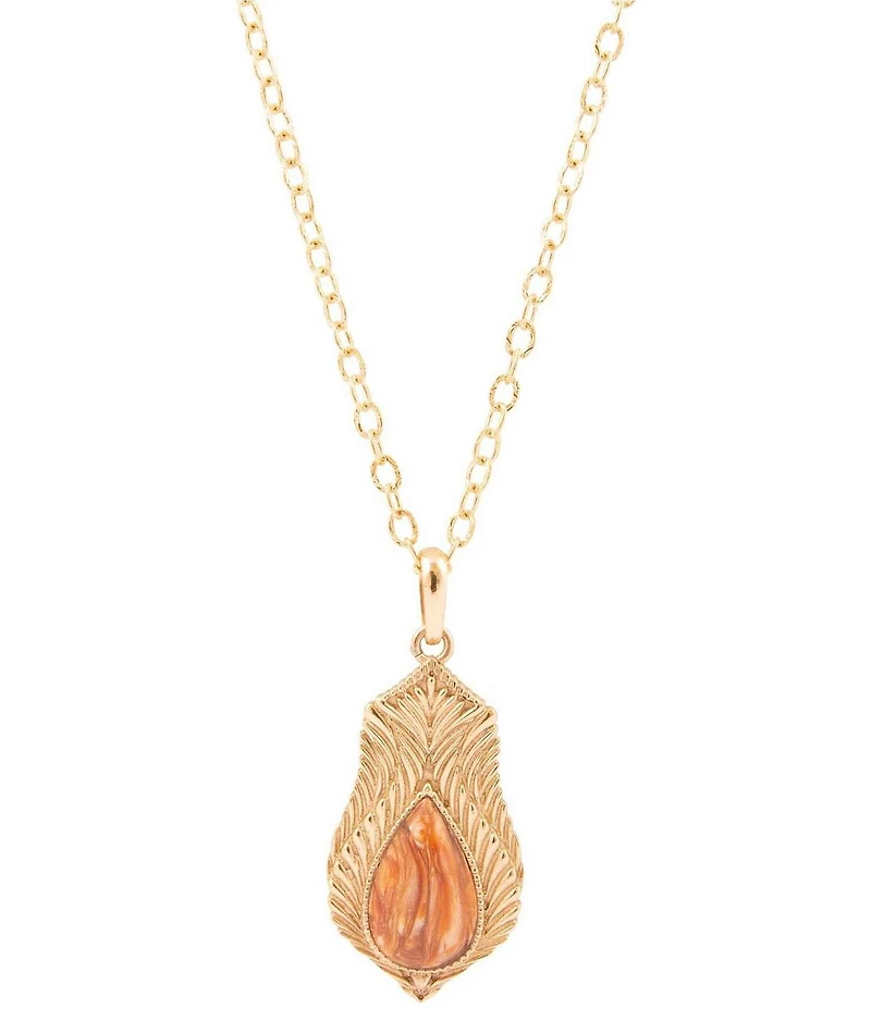 Barse Bronze and Copper Opal Genuine Stone Archive Long Pendant Necklace