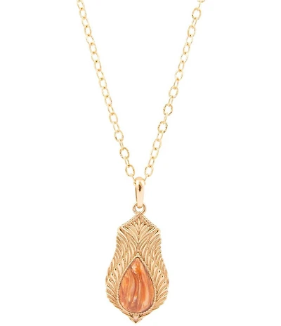 Barse Bronze and Copper Opal Genuine Stone Archive Long Pendant Necklace