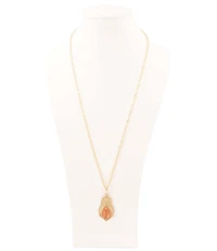 Barse Bronze and Copper Opal Genuine Stone Archive Long Pendant Necklace
