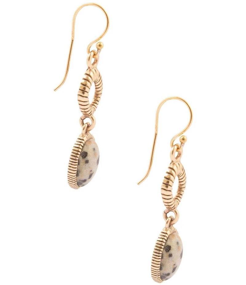 Barse Bronze and Dalmation Jasper Terra Linear Earrings