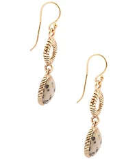 Barse Bronze and Dalmation Jasper Terra Linear Earrings