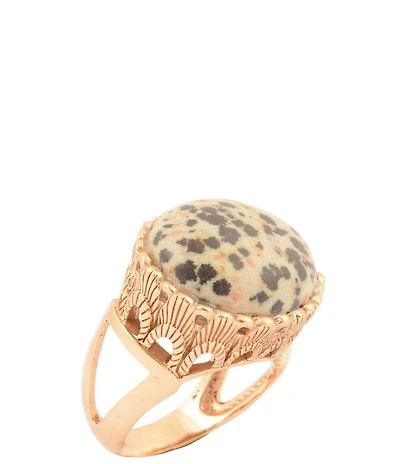 Barse Bronze and Dalmation Jasper Terra Statement Ring