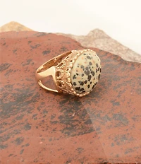 Barse Bronze and Dalmation Jasper Terra Statement Ring