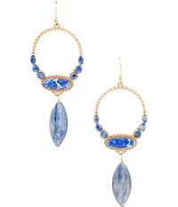 Barse Bronze and Denim Lapis Concho Statement Orbital Drop Earrings