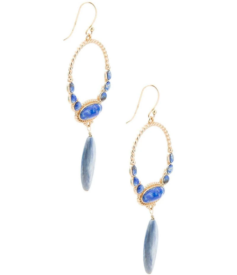Barse Bronze and Denim Lapis Concho Statement Orbital Drop Earrings