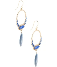 Barse Bronze and Denim Lapis Concho Statement Orbital Drop Earrings