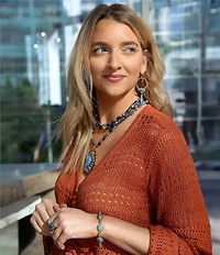 Barse Concho Denim Blue Lapis Golden Statement Necklace