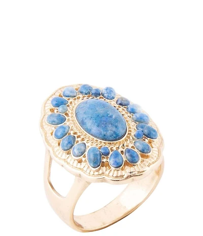 Barse Concho Denim Blue Lapis Golden Ring