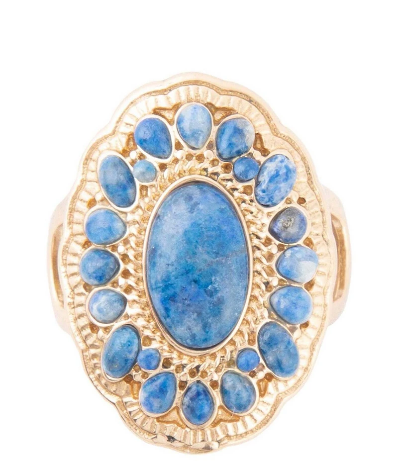Barse Concho Denim Blue Lapis Golden Ring