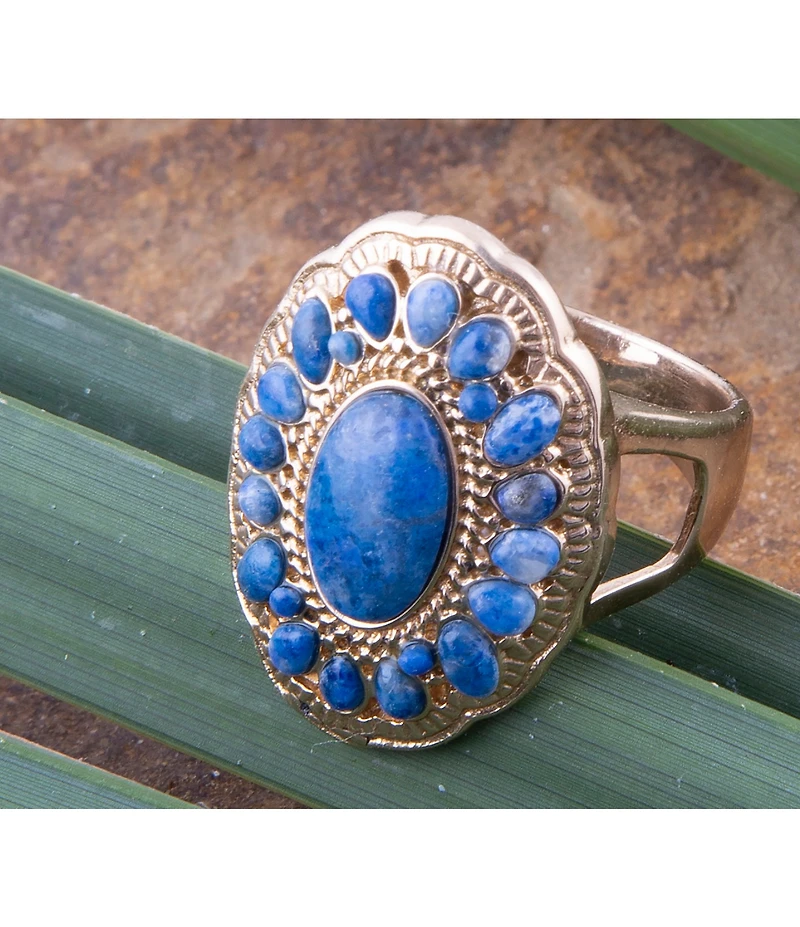 Barse Concho Denim Blue Lapis Golden Ring