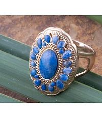 Barse Concho Denim Blue Lapis Golden Ring