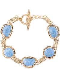 Barse Roped Denim Blue Lapis Golden Link Bracelet