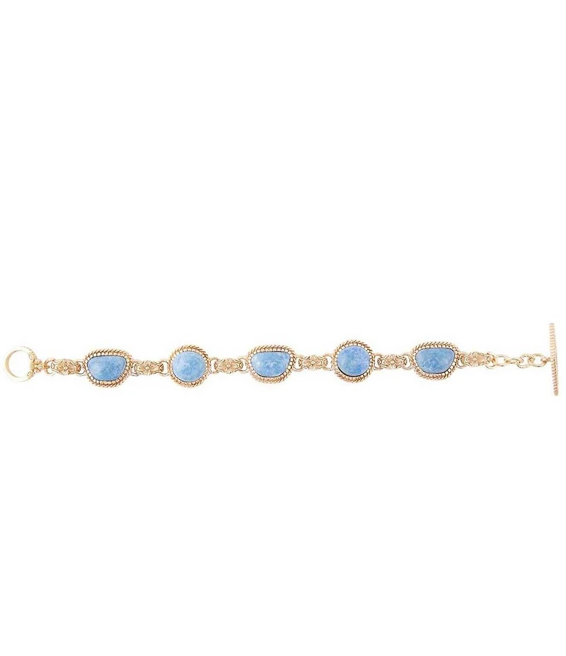 Barse Roped Denim Blue Lapis Golden Link Bracelet