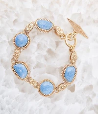 Barse Roped Denim Blue Lapis Golden Link Bracelet