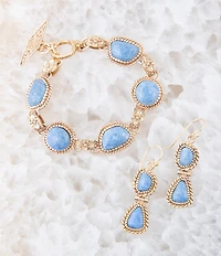 Barse Roped Denim Blue Lapis Golden Link Bracelet