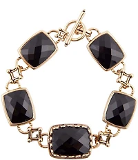 Barse Black Onyx Golden Link Bracelet