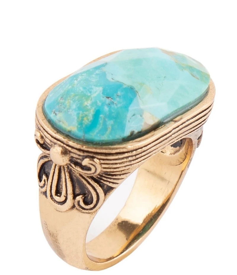 Barse Blue Turquoise Oval Statement Ring