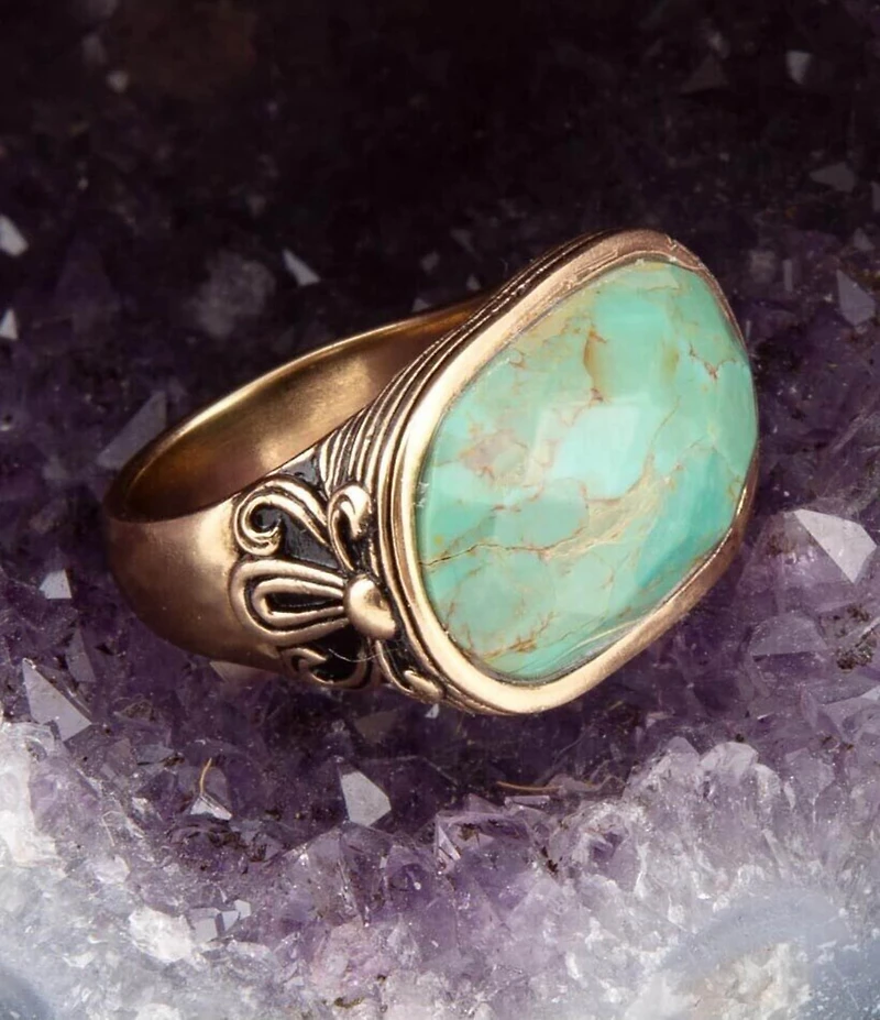 Barse Blue Turquoise Oval Statement Ring