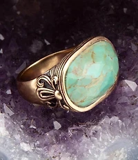 Barse Blue Turquoise Oval Statement Ring