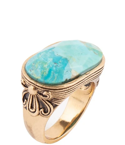 Barse Blue Turquoise Oval Statement Ring