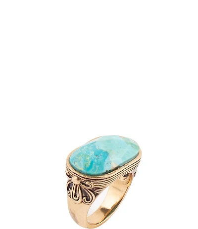 Barse Blue Turquoise Oval Statement Ring
