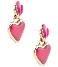 Barse Pink Agate Heart Drop Golden Earrings