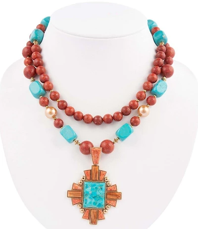 Barse Bronze and Genuine Baguette Statement Necklace