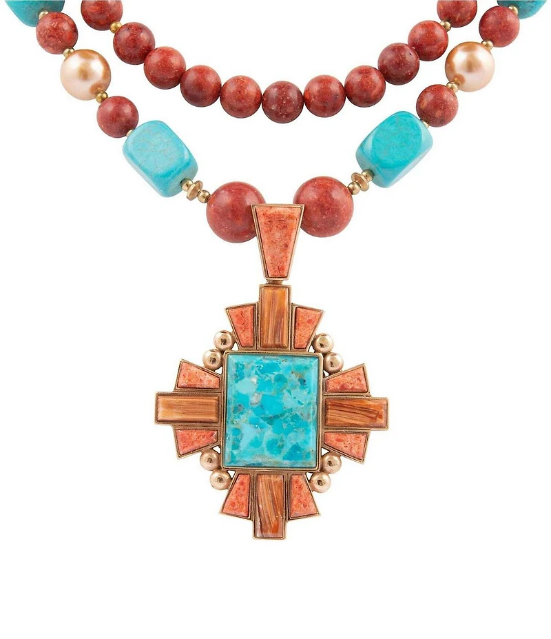 Barse Bronze and Genuine Baguette Statement Necklace