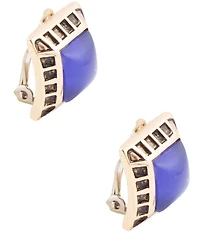 Barse Blue Agate Golden Clip Earrings