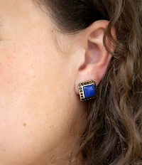 Barse Blue Agate Golden Clip Earrings