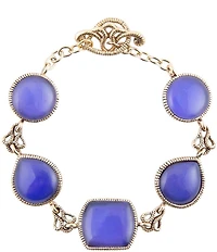Barse Lace Blue Agate Link Golden Bracelet